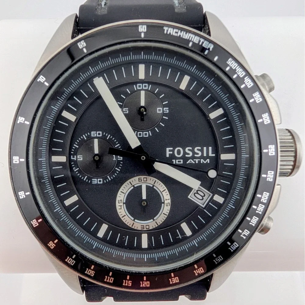 Fossil Decker CH25731E Men's Chronograph Black Dial Tachymeter 44mm Watch